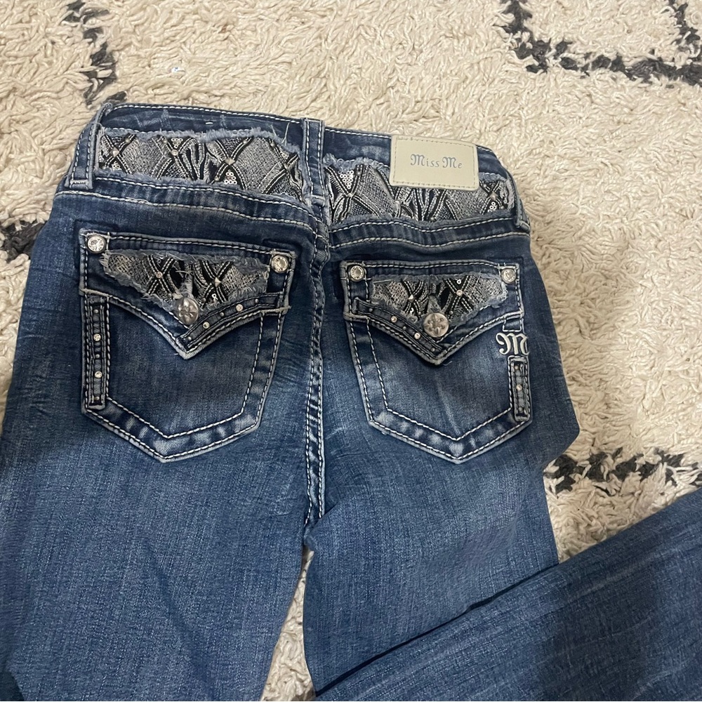 Miss Me Women's Blue Boot Cut Jeans with Silver Accents